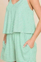 Culture Code Striped Double Flare Romper - Full Size