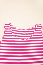 Black Stripe U Neck Sleeveless Loose Fit Mini Dress