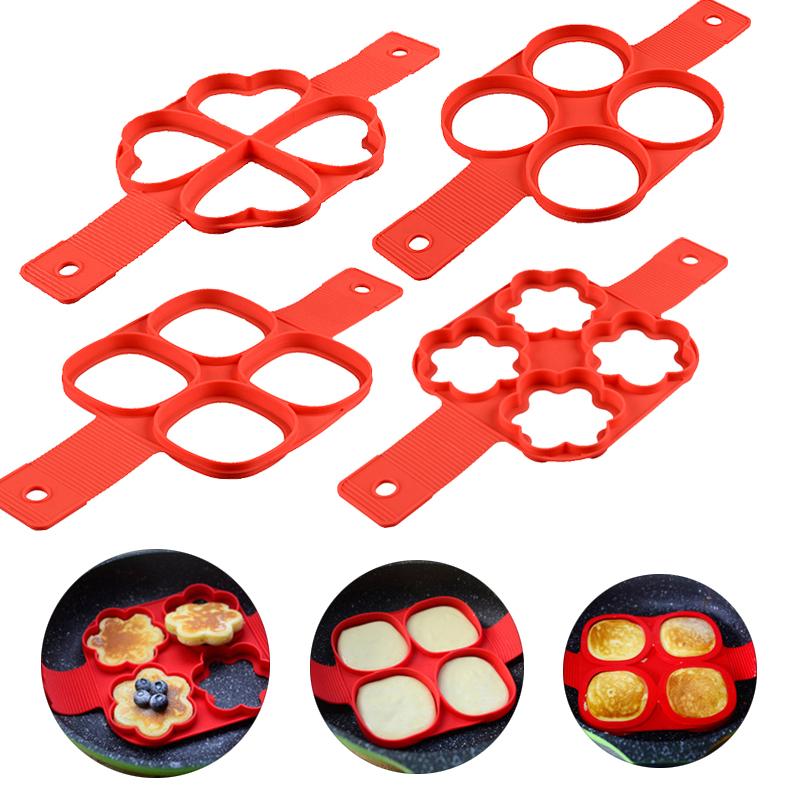 Silicone Non Stick Fantastic Egg Pancake Maker Ring Kitchen Baking Omelet Molds Flip Cooker Egg Ring Mold Pi-Mart