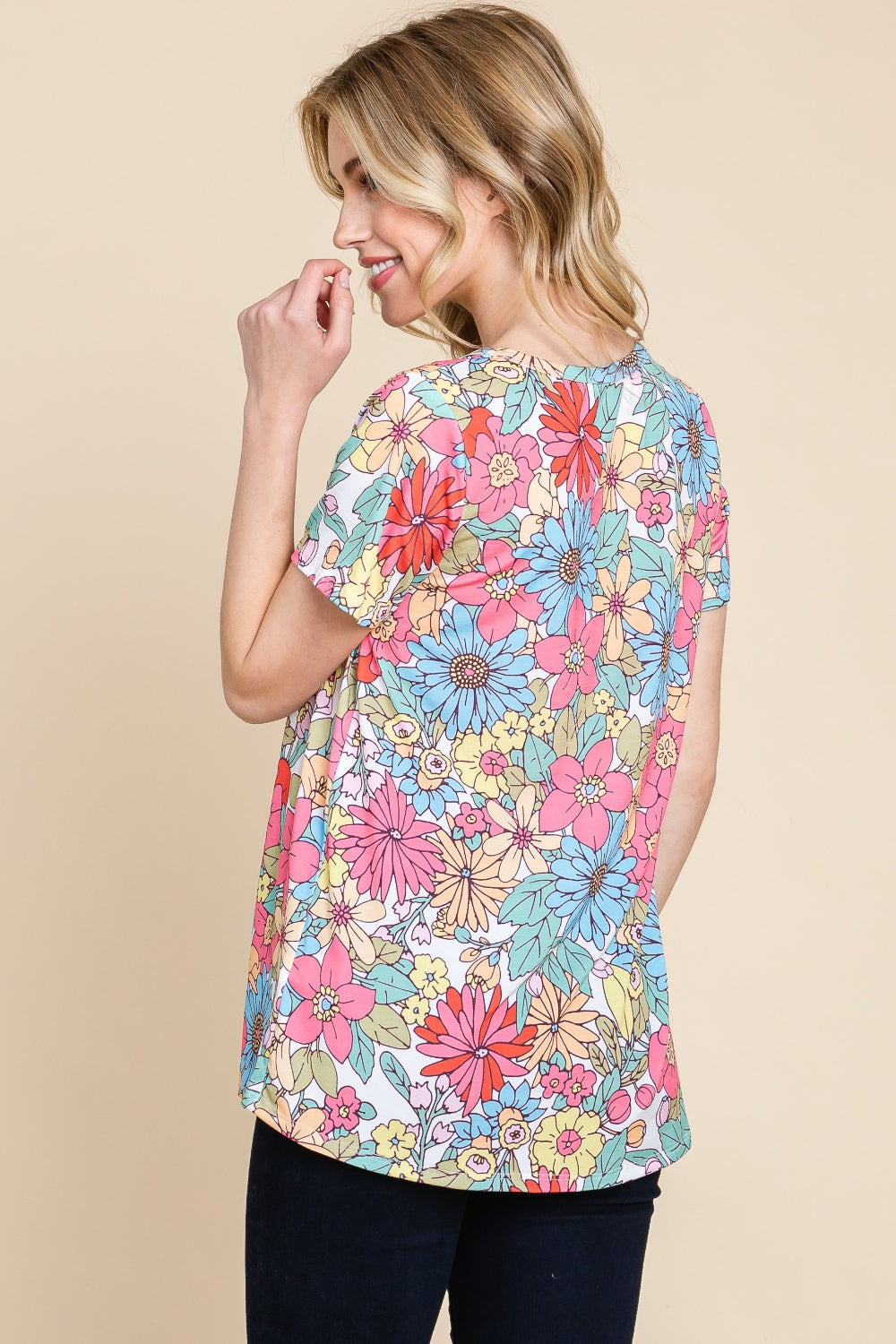 BOMBOM Floral Short Sleeve T-Shirt Lootquake LLC
