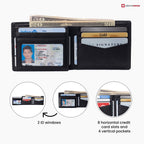 Alpine Swiss Mens Leather RFID Bifold Wallet 2 ID Windows Divided Bill Section