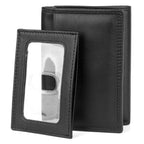 J. Buxton Men's Emblem ID Three-Fold Leather, Black