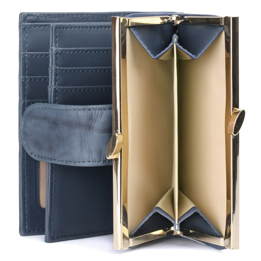 Julia Buxton Women's Heiress Double Cardex Leather, Navy