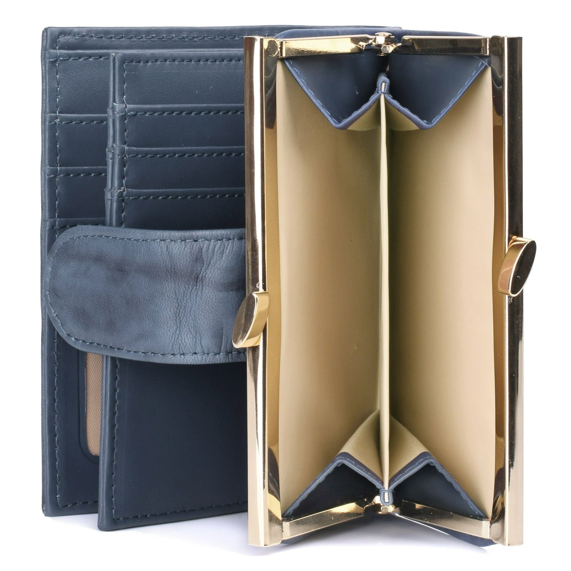 Julia Buxton Women's Heiress Double Cardex Leather, Navy