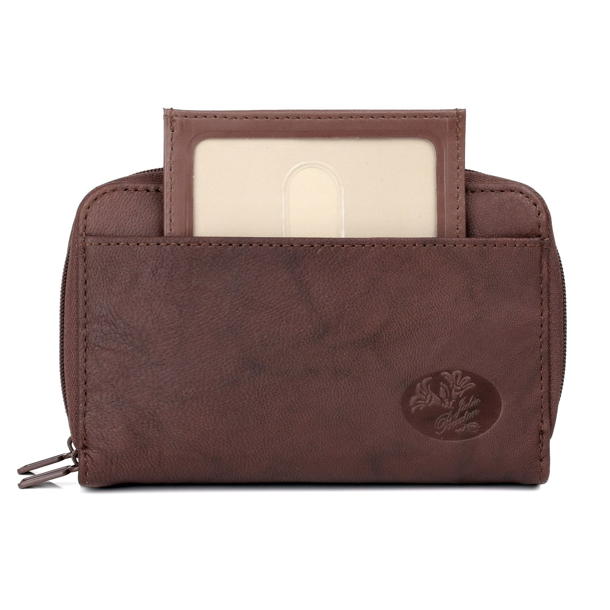 Julia Buxton Women's Heiress Double Zip Organizer Leather, Mahogany
