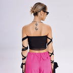 2023 New Style Womens Elastic Cross Arm Solid Color Straps Tank Top Casual Summer Ladies Slim Top - SJB-DIAMOND ELITES