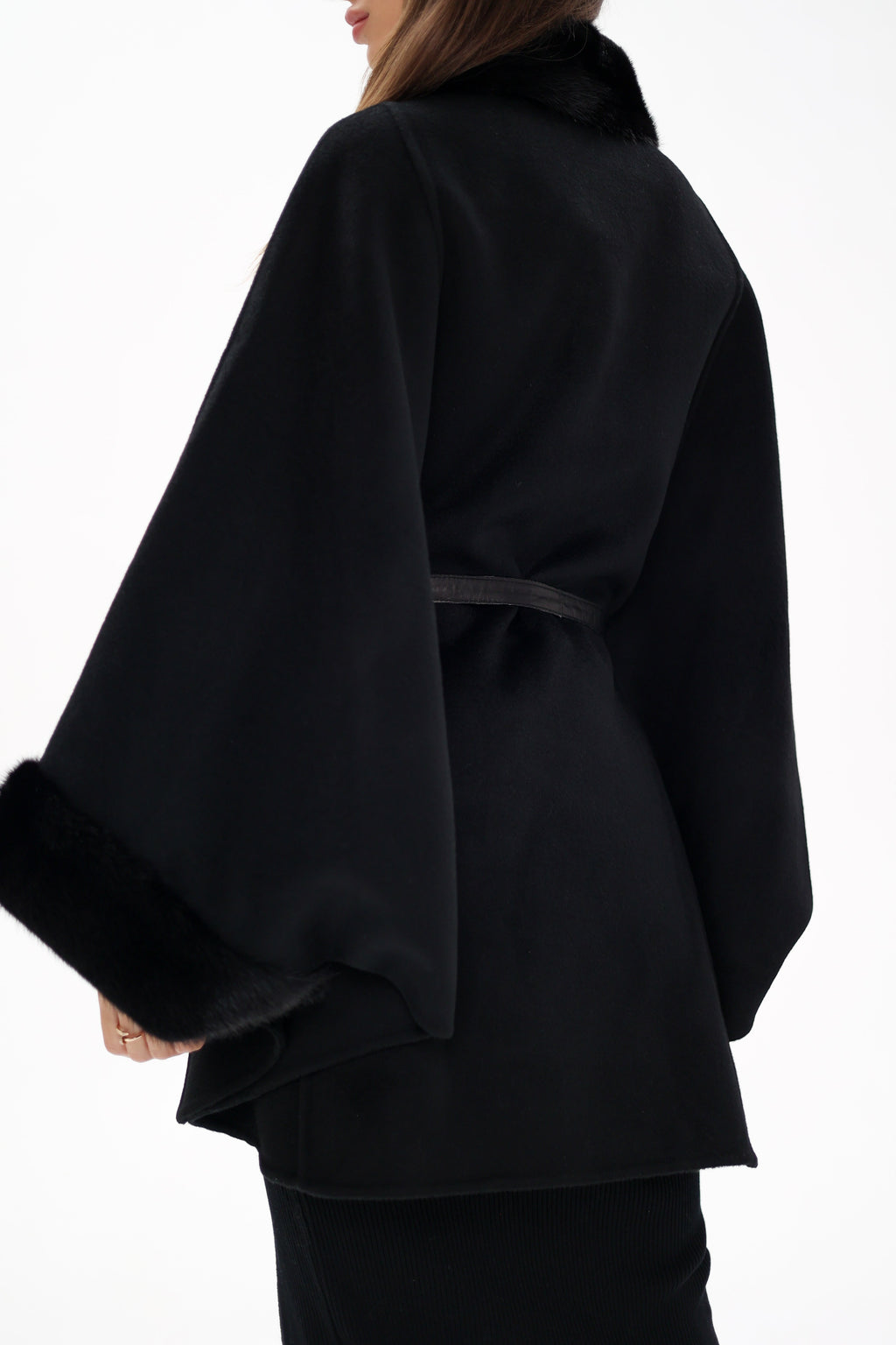 Genuine Scandinavian Mink Fur Double Face Wool Poncho - SJB-DIAMOND ELITES