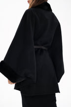 Genuine Scandinavian Mink Fur Double Face Wool Poncho - SJB-DIAMOND ELITES
