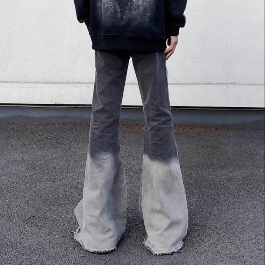 Retro Washed Gradient Fringed Jeans
