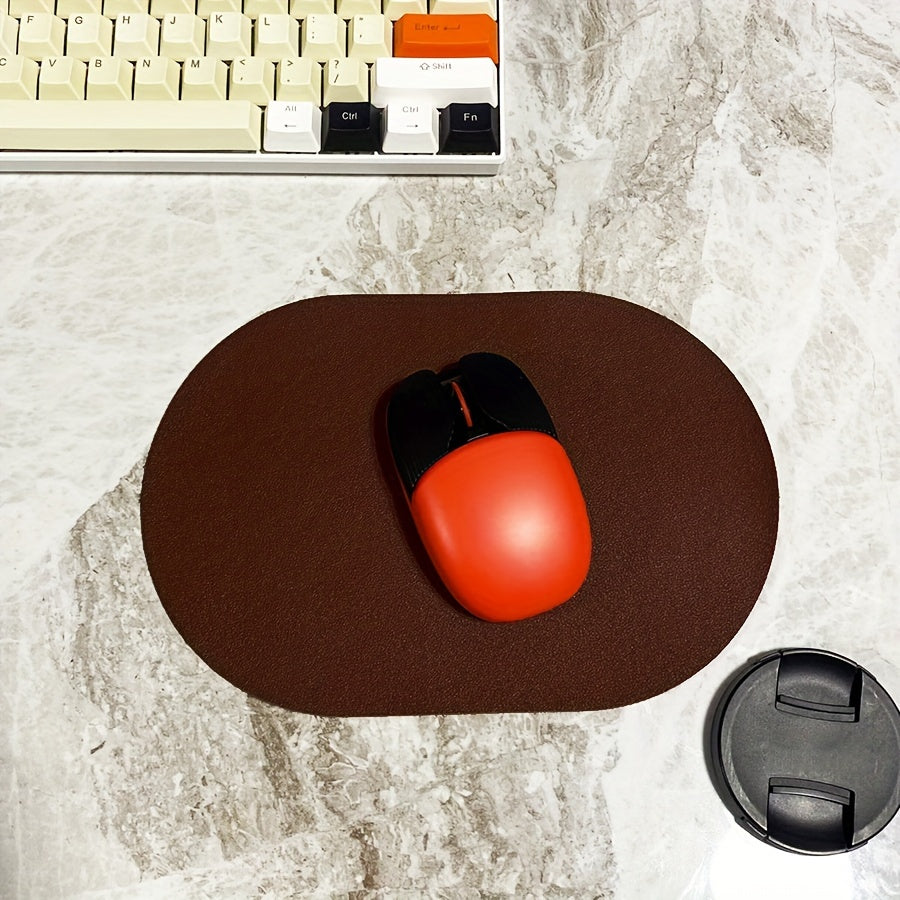 [Small Solid Color Mouse Pad] Oval Small Mouse Pad Single-sided Solid Color Universal Non-slip Pad Mouse Pad Suitable For Laptop Office Faux Leather Gaming Mouse Pad Lootquake LLC