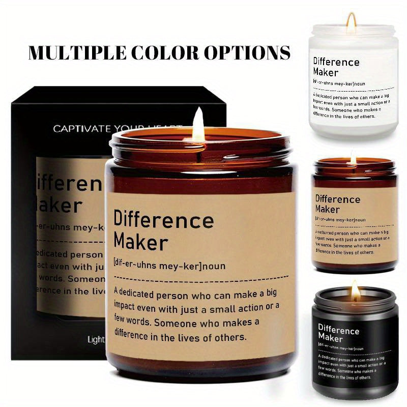 1pc, Lavender Scented Candle, "Difference Maker" Inspirational Quote, 33.81oz Glass Jar with Wick, Bee & Soy Wax, Perfect Gift for Women, Men, Best Friends, Teachers, Bosses, Leaders, Mentors, for Christmas, Thanksgiving, Bir Lootquake LLC