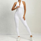 Zippered Yoga Fitness Jumpsuit Sleeveless Tummy Control Stretch Shapewear Butt Lifting Sportswear Women Fashion Outfits Clothing Pi-Mart