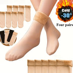 4 Pairs Snow Socks With Plush Lined, Thickened Warm Floor Socks, Winter Cold Cold Warm Socks Lootquake LLC