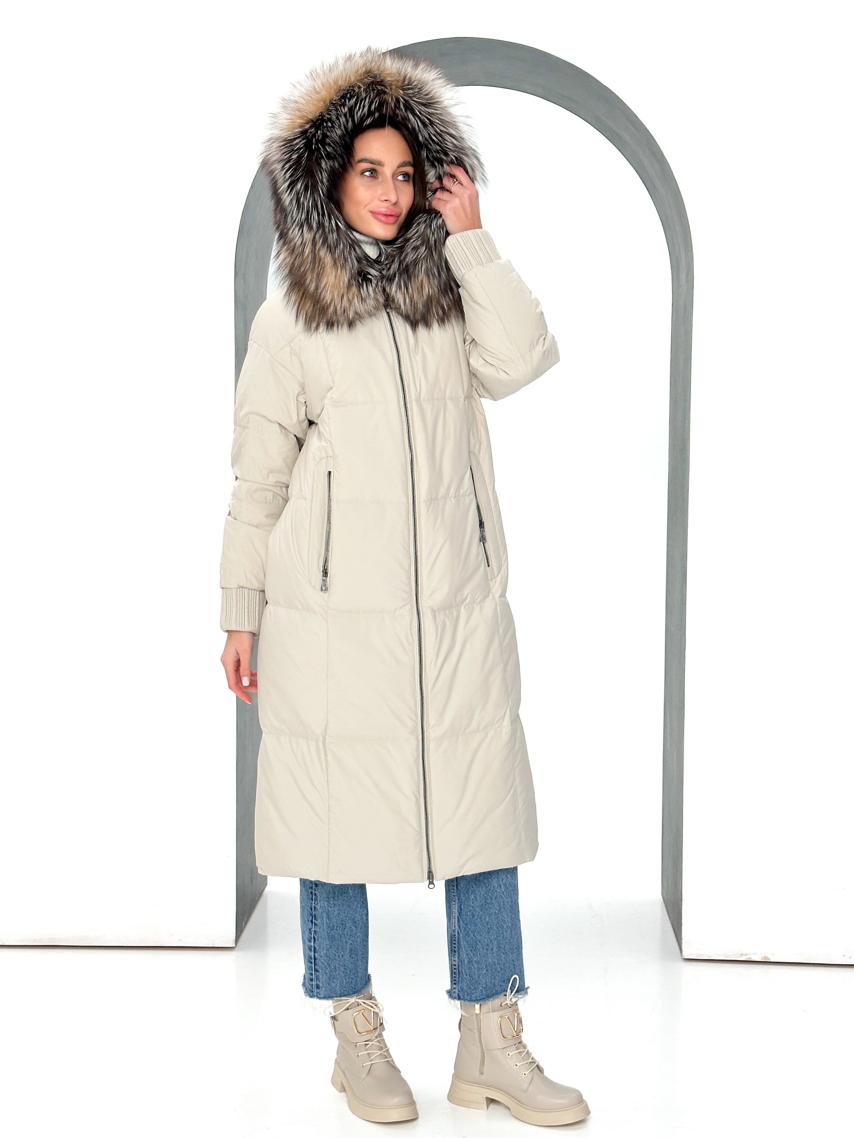 Alice Genuine Silver Fox Down Fill Coat - SJB-DIAMOND ELITES