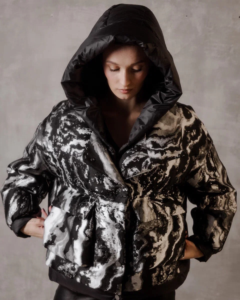 Marble Jacquard Down Fill Coat - SJB-DIAMOND ELITES