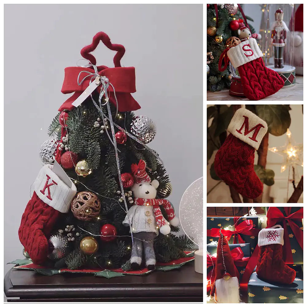 Knitted Christmas Letter Socks Pi-Mart
