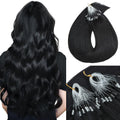 MY-LADY Microlink Hair Extensions Microbead Human Hair Extensions Jet Black 16 Inch Micro Loop Hair Extensions Real Human Hair Cold Fusion Extensions Micro Link #1 Pi-Mart