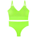 Women Seamless Bra Top Fitness Swimwear Push Up Exercise Bikini For Women 2 Pieces Ribbed Seamless Yoga Bikini Sets Sports Bra And Underwear Set 2 Piece High Waist Summer Bikini Stevvex