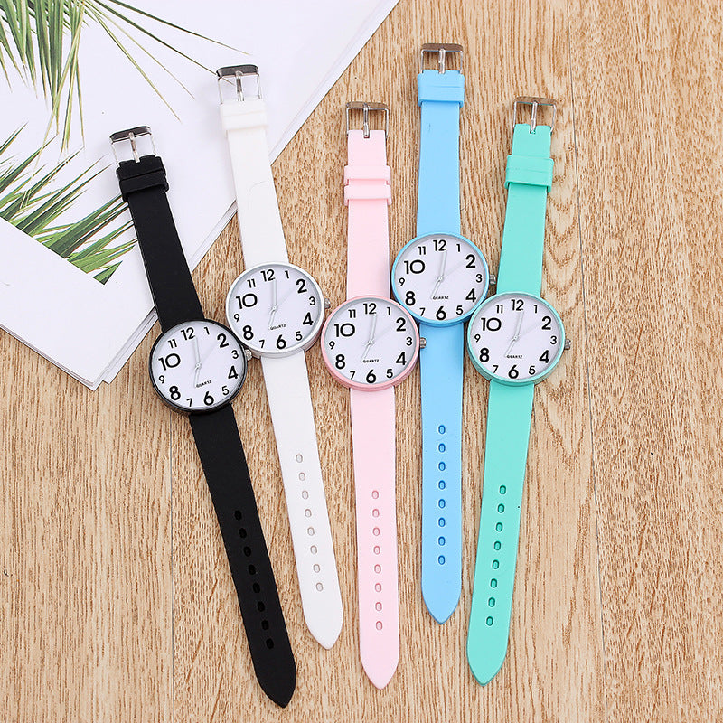 Small Dial Casual Fashion Watch Thin Strap Female Student Silicone Strap Temperament Ladies Watch Fresh Children Clock Casual Quartz Wristwatch With Bezel Case Silicone Band Watch For Women Girls Stevvex
