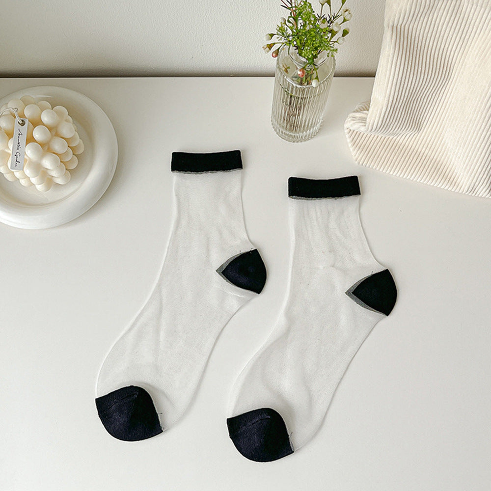 Women Socks New Fashion Long Transparent Cute Heart Thin Socks Female Summer Casual Sweet Funny Socks Stylish Ankle Socks For Women Stevvex