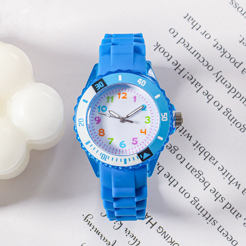 Kids Quartz Watches 50M Waterproof Analog Wristwatches Jelly Clock Students Watch Children PU Band Watch Childrens Analog Wrist Watch With Protective Design Simple Watch For Girls And Boys Stevvex