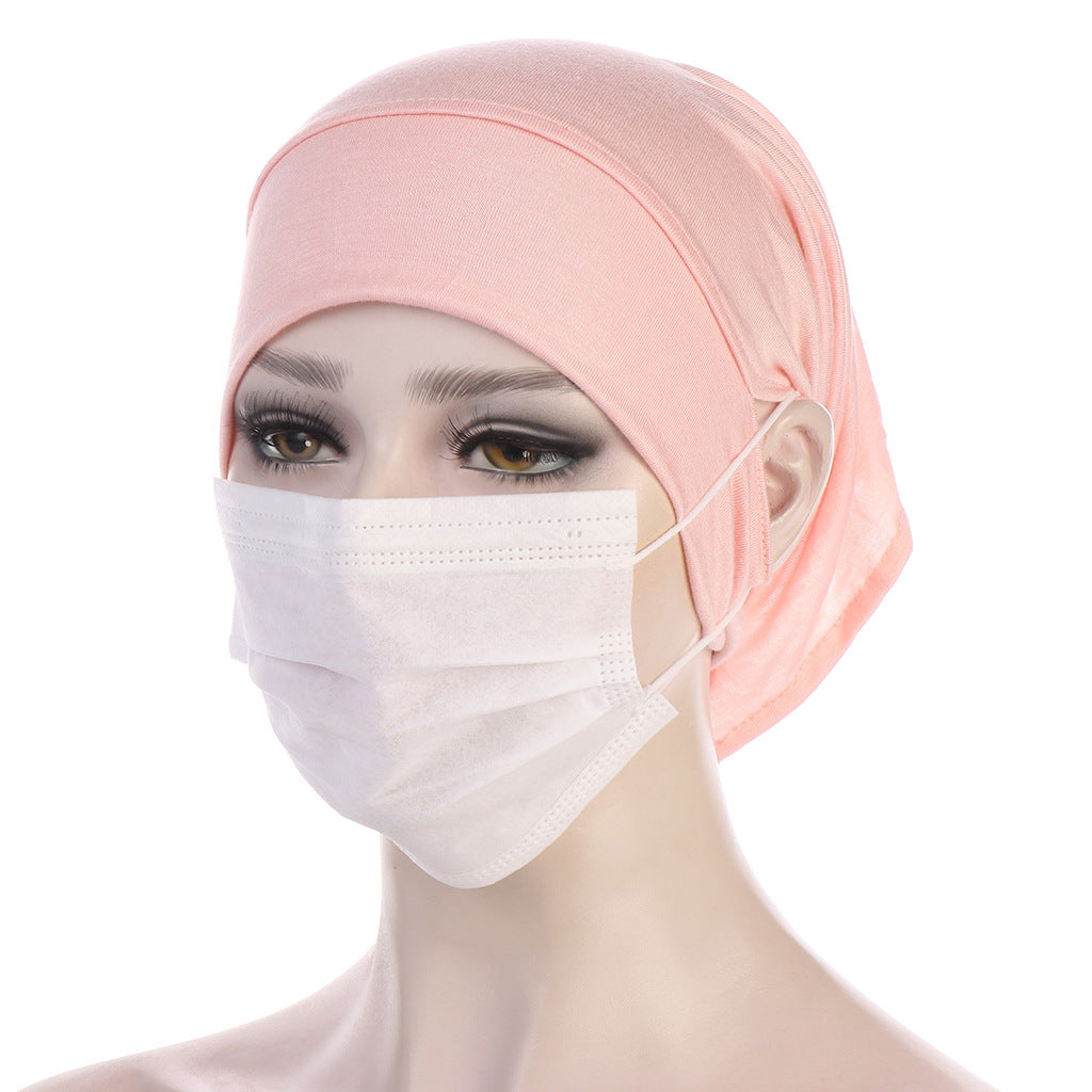 NEW Soft Cotton Hijab Breathable Turban Tie Under Scarf Elegant Ear Hole Stretch Inner Hijabs Lightweight Turban Round Front Under Hijab Caps Female Turban Bonnet Stevvex