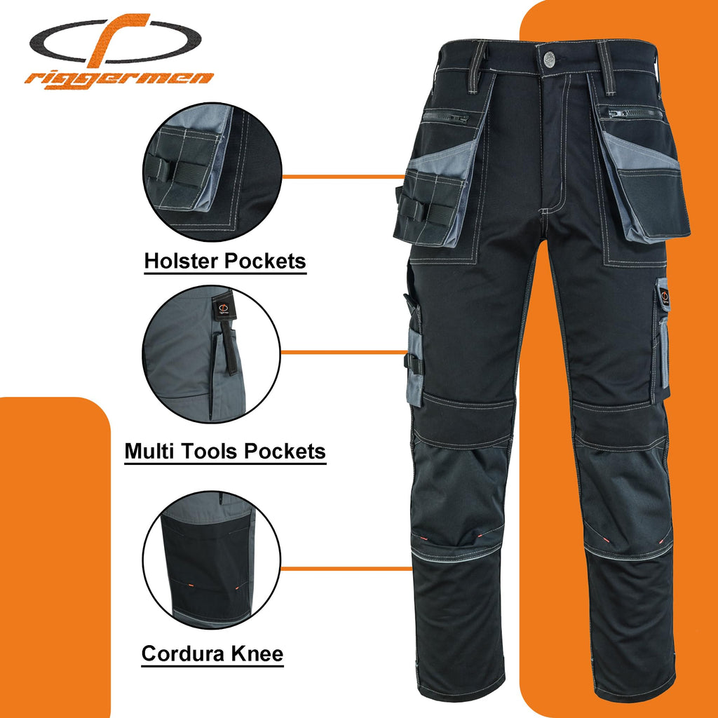 Riggermen Mens Work Pants Lightweight Cargo Tactical Trouser with Holster Pockets Relaxed Fit Safety Pants for Construction MRX Products