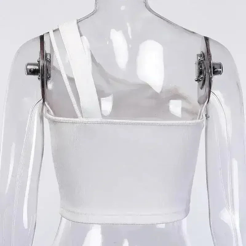 Glamaker One-Shoulder Drawstring Crop Top - Sexy Bodycon - SJB-DIAMOND ELITES