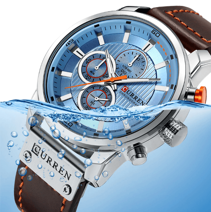 Men's Waterproof Elegant Sport Watch With Chronometers Day View, Leather  Belts And Hardlex Scratch Resistant Glass Perfect Gift For Him Stevvex