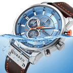 Men's Waterproof Elegant Sport Watch With Chronometers Day View, Leather  Belts And Hardlex Scratch Resistant Glass Perfect Gift For Him Stevvex