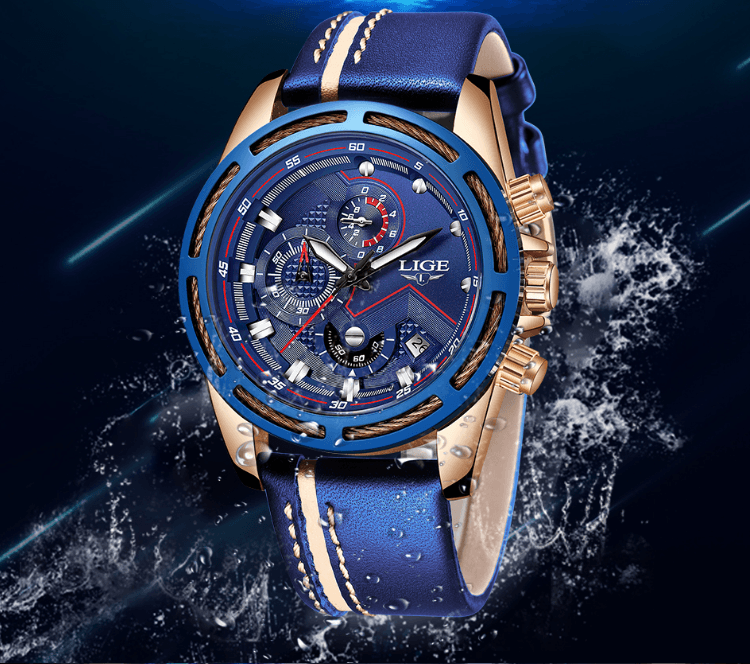 Waterproof Men's Sports  Watch With Leather Transparent Belts, Chronometers Day View Perfect Gift Stevvex