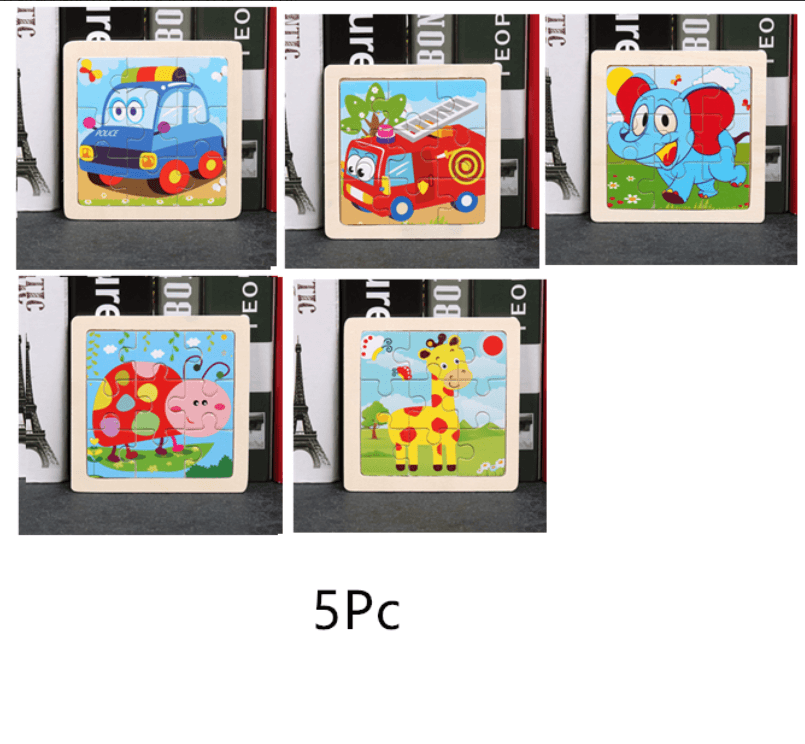 10pcs Of Wood Puzzle Baby Young Children Early Lessons Learned Intelligence Cartoon Animal Puzzle Wooden Toys Education Puzzles - SJB-DIAMOND ELITES
