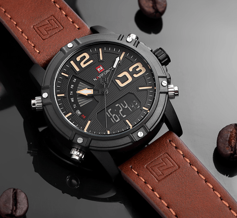 Men's Multifunction Digital Analog Waterproof Watch With Alarm And Automatic Time Zones Unique Design Excellent Gift - SJB-DIAMOND ELITES