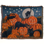 1pc Halloween Blanket Sofa Blanket Fringe Throw Blanket 100% Cotton Lightweight For Chair Sofa Couch Bed Cover Fit Home Cozy Knit Blankets Lootquake LLC