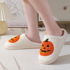 Halloween Pumpkin Cartoon Slippers Warm Winter Slippers Men And Women Couples Indoor House Shoes Pi-Mart