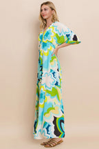 Floral Printed Slit Maxi Dress For Women – Summer Floral Maxi Dress, Elegant Slit Maxi Dress, Feminine Floral Dress, Romantic Floral Dress, Chic Summer Maxi Dress, Vibrant Slit Dress, Sophisticated Floral Dress