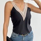 Women's V-neck Lace Patchwork Casual Vacation Daily Vest Top - SJB-DIAMOND ELITES