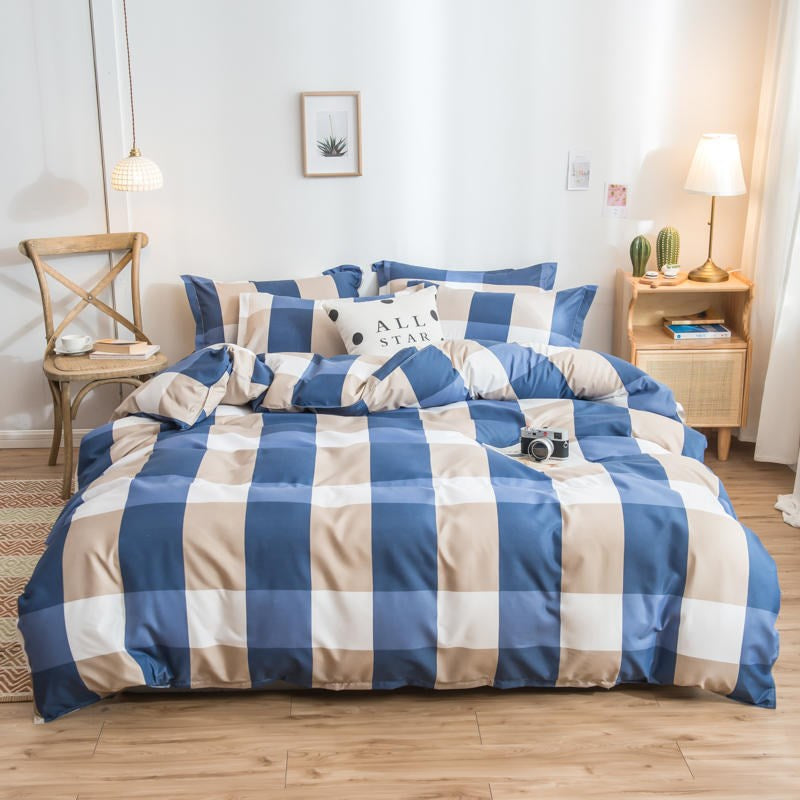 Cover Set Bed Cotton Quilt Bedsheet Bedding Duvet Fitted Pi-Mart