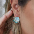 Ins Three-colored Painting Round Earrings Fashion Elegant Versatile Geometric Earrings For Women Jewelry Pi-Mart