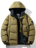 Men's Full Size Outdoor Padded Hooded Puffer Jacket Plus Size THRIXINE