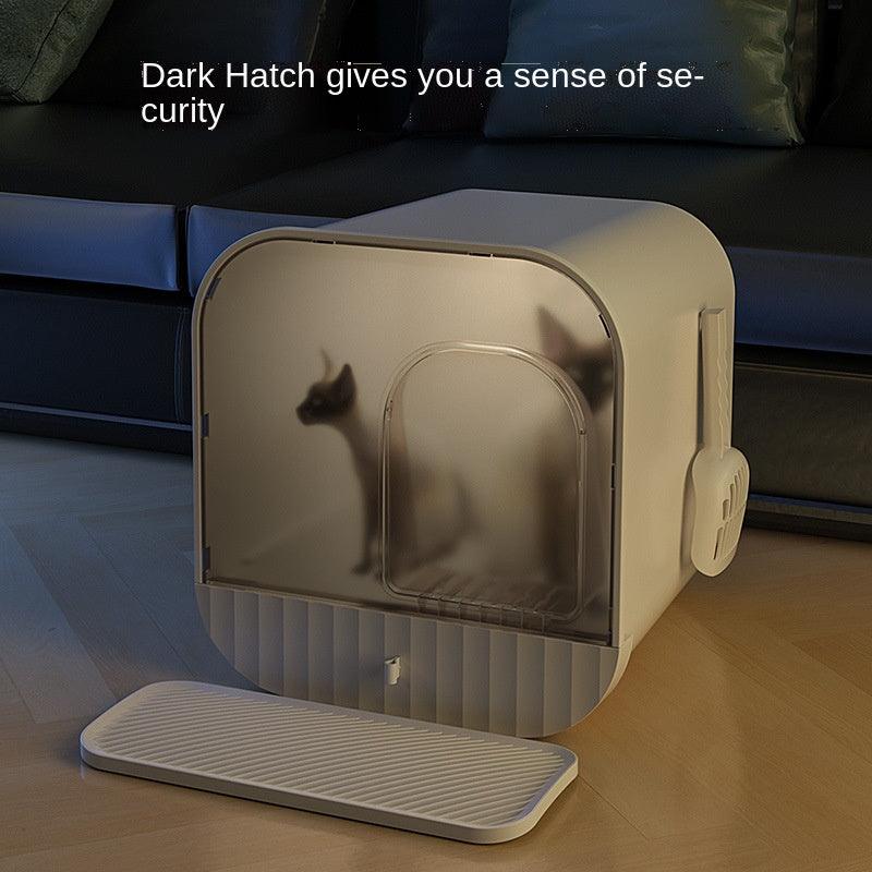 Enclosed And Splash-Proof Cat Litter Box With Drawer Design Lootquake LLC