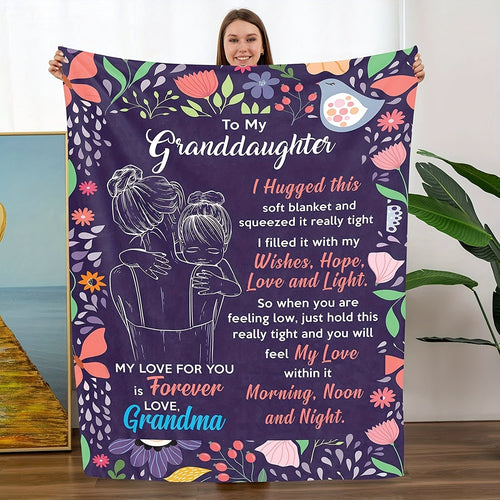1pc Cozy Floral Grandma's Love Throw Blanket - Soft, Warm, Plush, and Gentle for Couch, Bed, Sofa - Heartfelt Gift for Granddaughter from Grandma Lootquake LLC