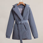 New Thickened Slimming Cinched Cotton-padded Coat Solid Color Belt Cotton Coat Jacket Pi-Mart