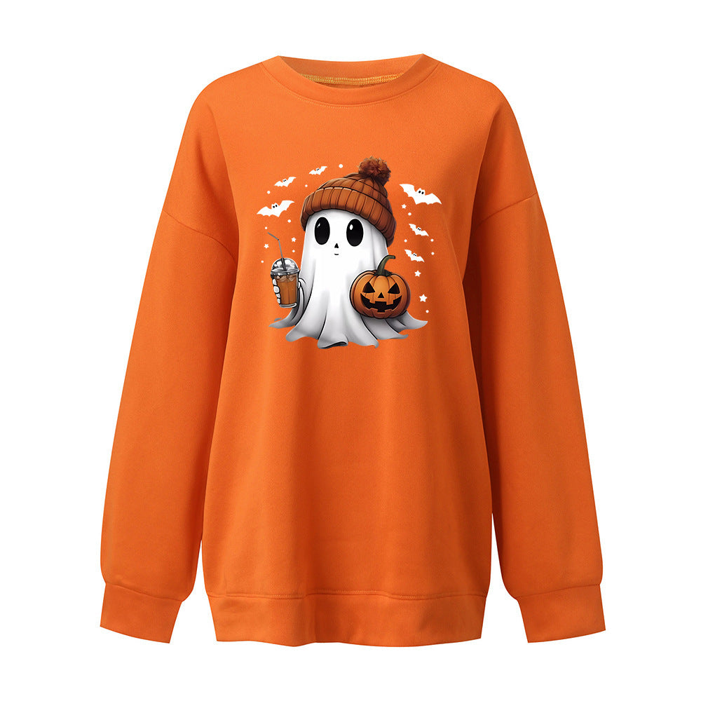Fashion Drop-shoulder Sweater Women's Halloween Velvet Hoodie Pi-Mart