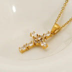 Ins Style Vintage Cross Zircon Necklace