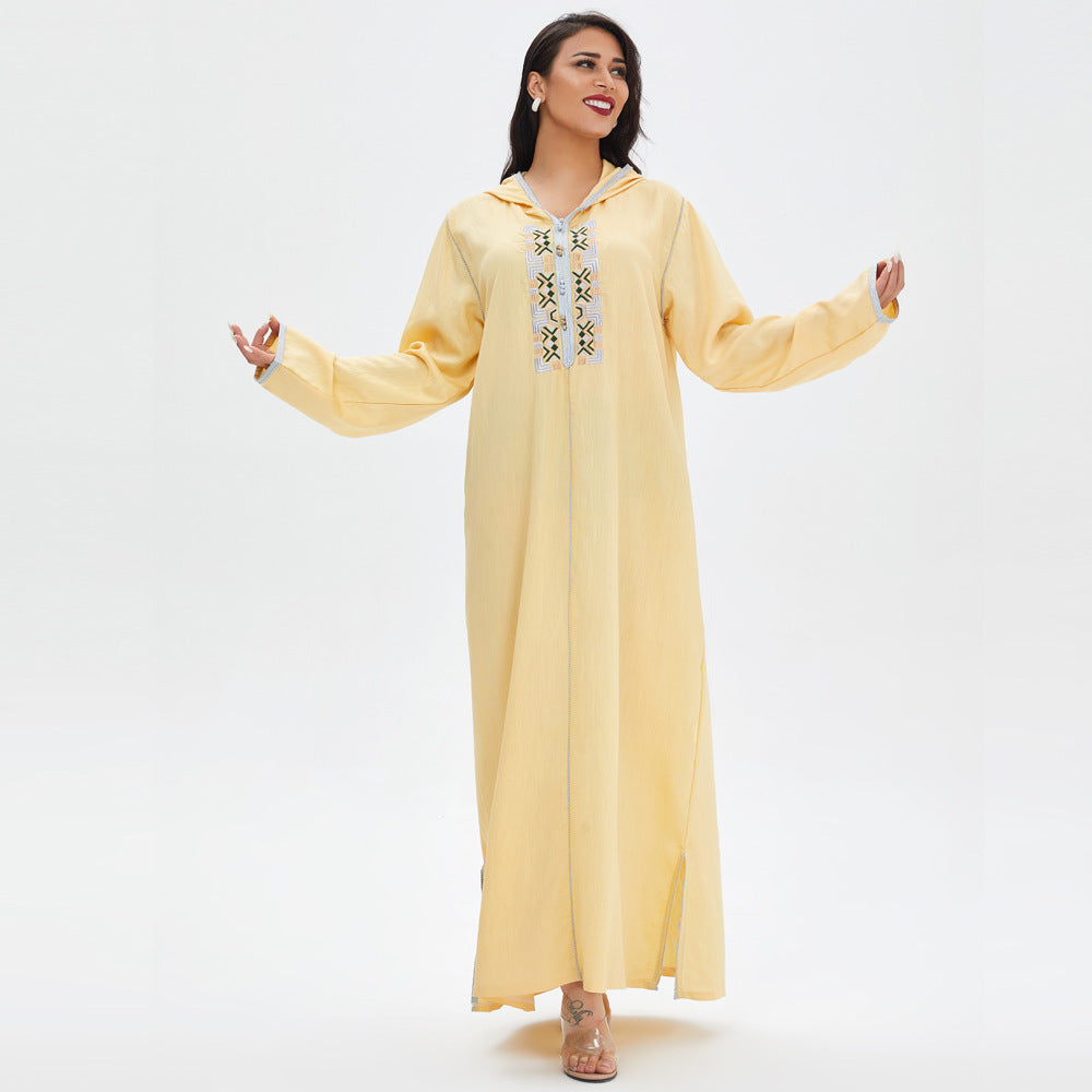 Fashion Casual Long Dress Embroidered Swing Pi-Mart