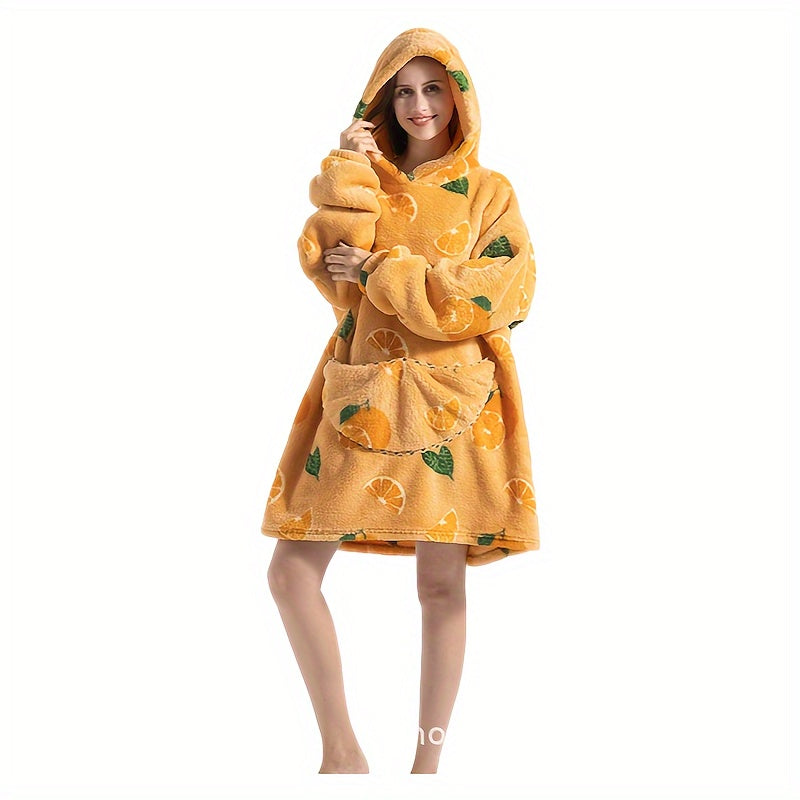 1pc Home Wearable Lazy Blanket Hooded Cold Wear Outdoor Cold Clothes Lazy Sweatshirt Soothing Fleece Thick Robe
