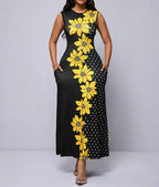 Ladies' Floral Print Off Shoulder Fashionable Dress - SJB-DIAMOND ELITES