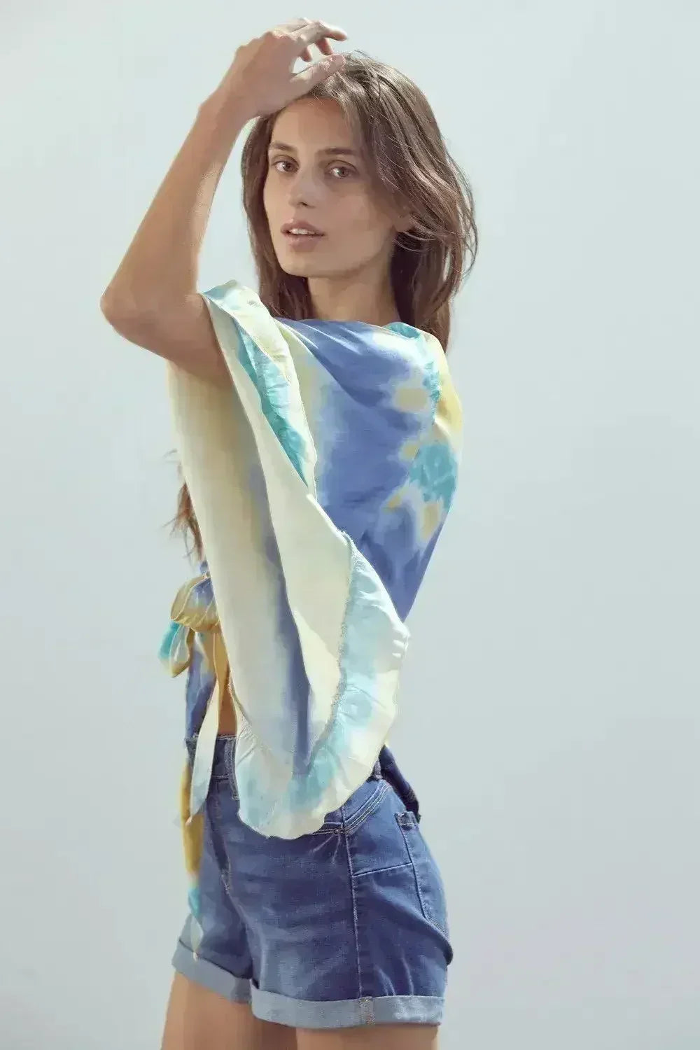 Bell-Sleeve Tie-Dye Crop Top – Flowy Sleeves & Stylish Design - SJB-DIAMOND ELITES