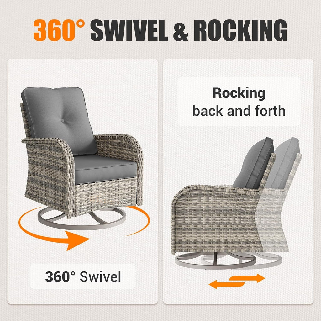 Patio Swivel Rocking Chair Set with Fire Pit Lootquake LLC